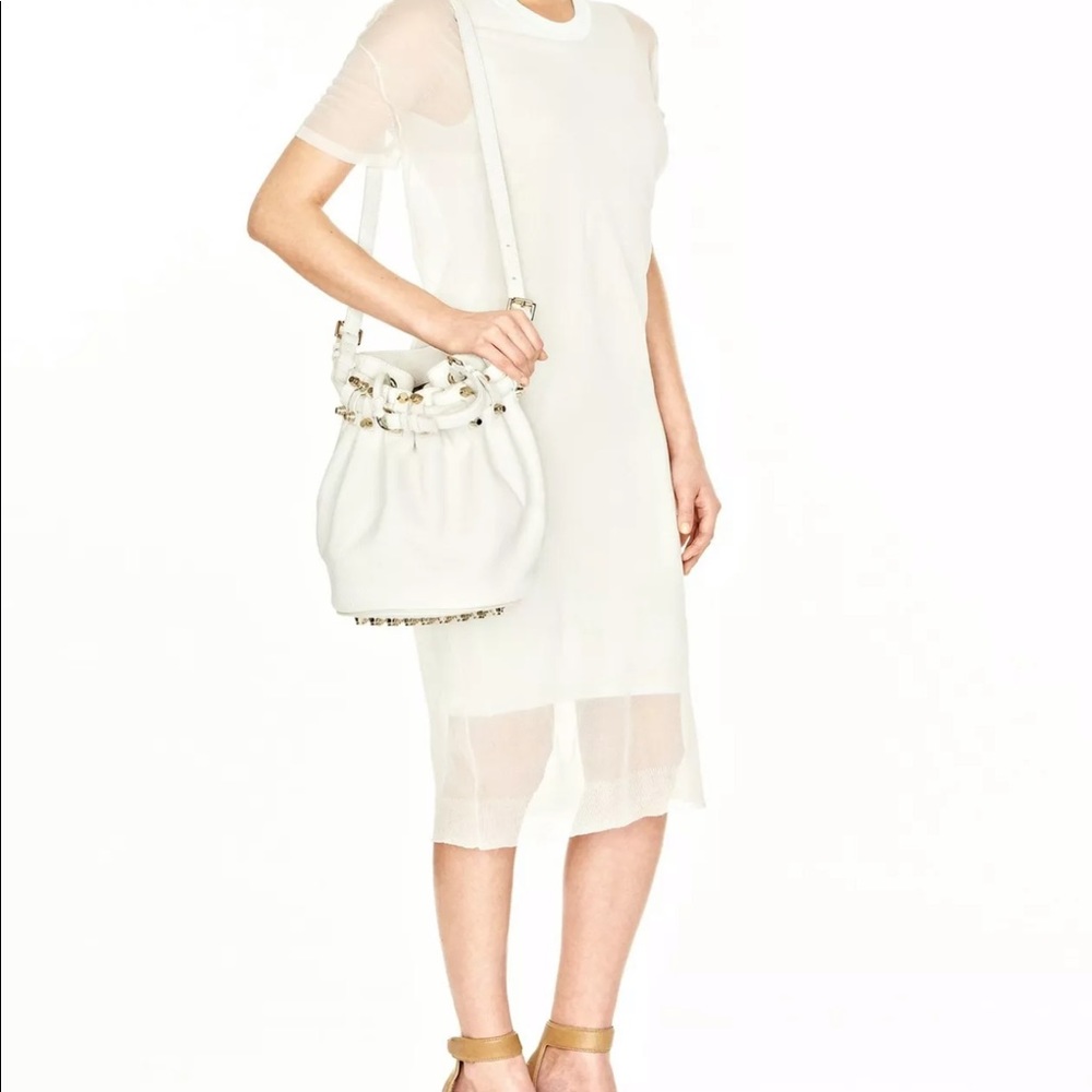 NEW ALEXANDER WANG Pebbled Leather White w/Gold HW Diego Bucket Bag-MSRP $1495